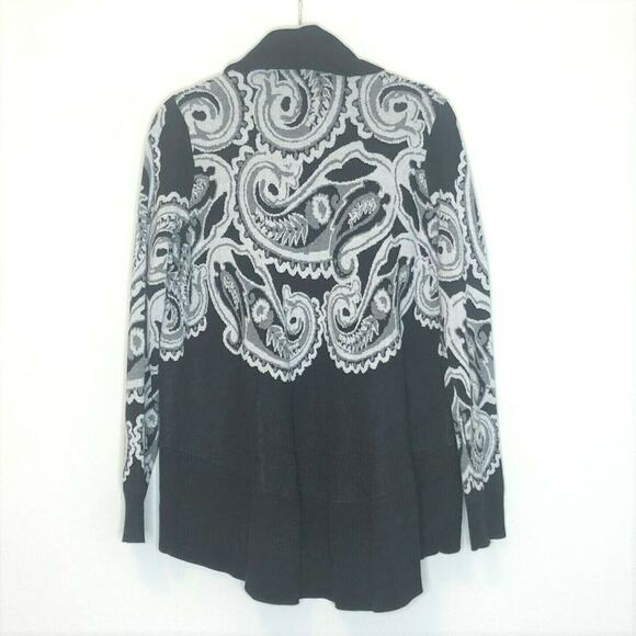 Cynthia Rowley Womens Cardigan Small Medium Open Front Black Gray White Cotton - Picture 4 of 6